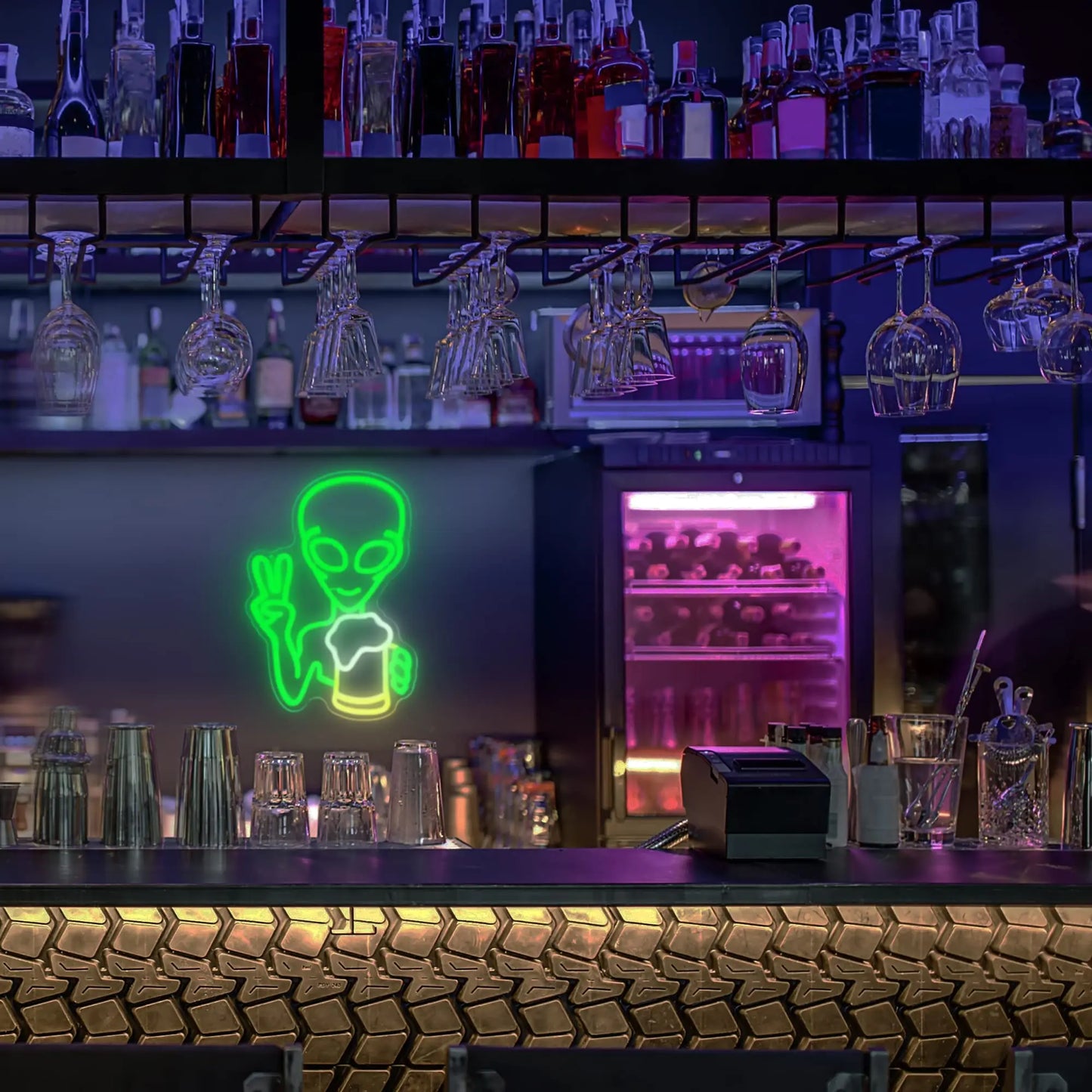 Drinking Alien Neon Sign